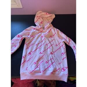 Champion Casual Hooded Long Sleeve Sweatshirt Youth Girls Size Large L Pink